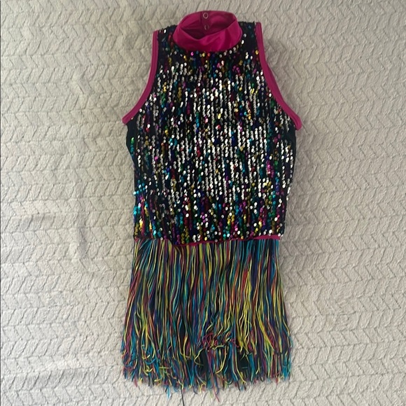 Weissman Other - Weissman Multicolor Sequin Fringe Dance Costume with Pink Trim